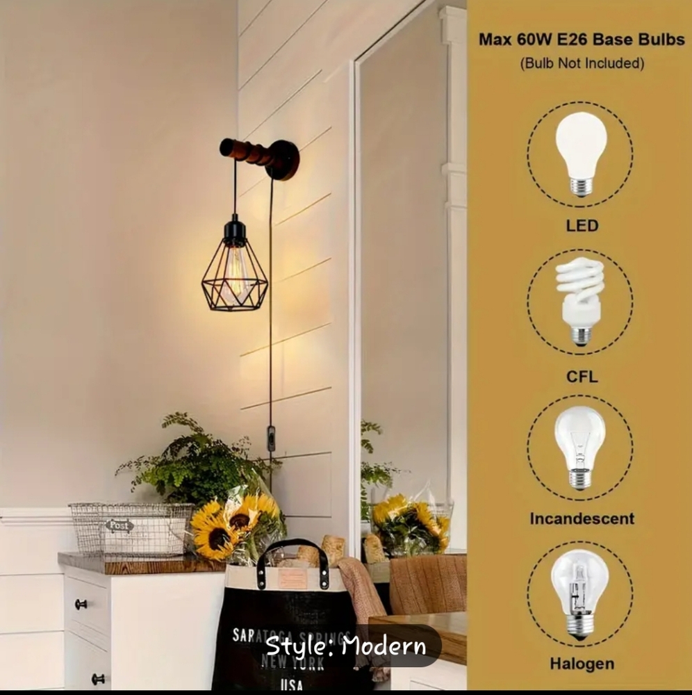 Modern Wall Mounting Pull in Light Fixtures Lamps Rustic Pair NEW - Picture 3 of 14